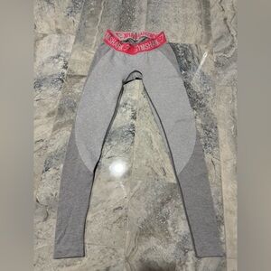 Gymshark Gray Leggings with Pink Waistband